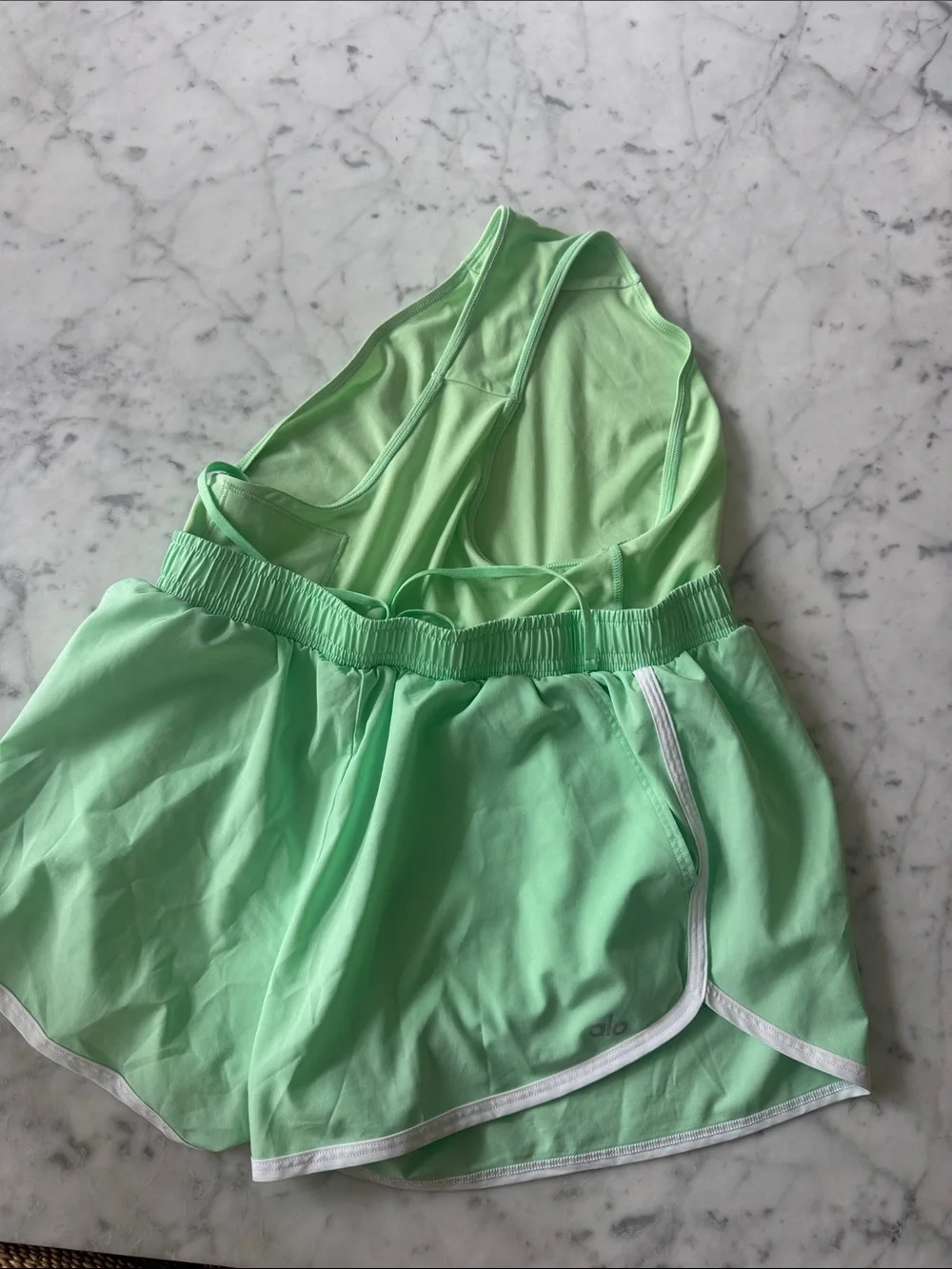 ALO Yoga Mint Green Racerback Tank & Shorts Set both size small | like new